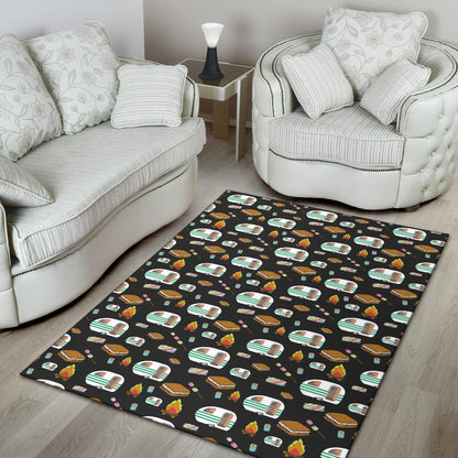 Camper Marshmallow Camping Design Print Area Rugs