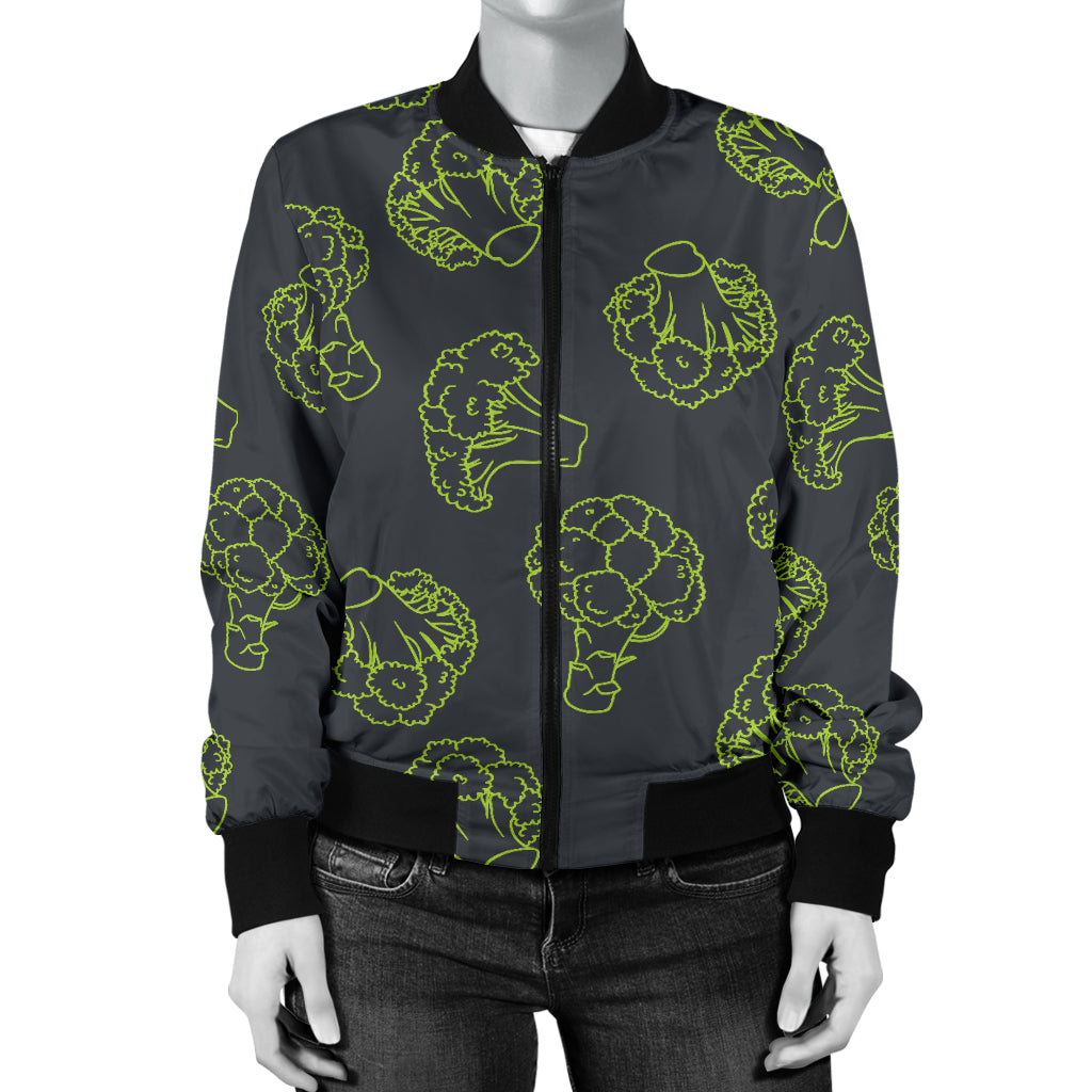 Broccoli Pattern Print Design 01 Women's Bomber Jacket