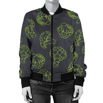 Broccoli Pattern Print Design 01 Women's Bomber Jacket