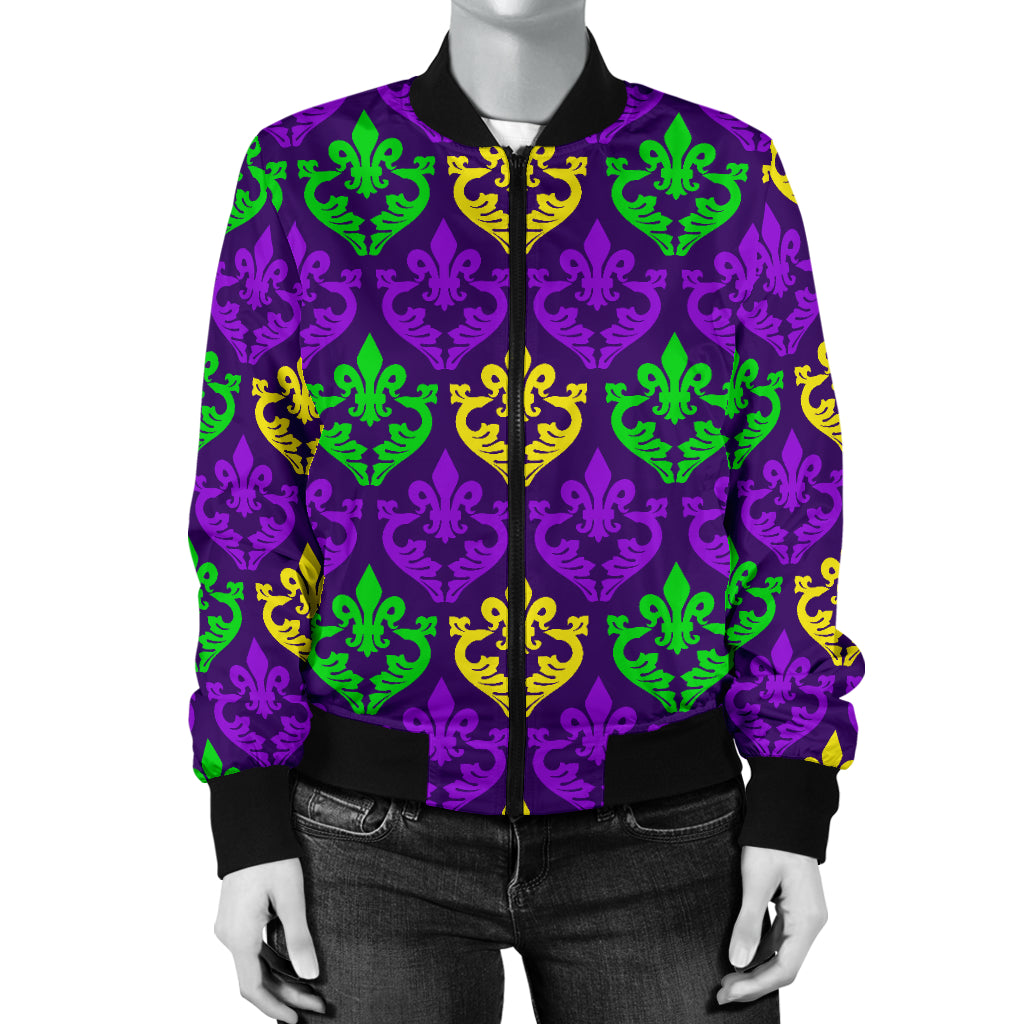 Mardi Gras Pattern Print Design 02 Women's Bomber Jacket