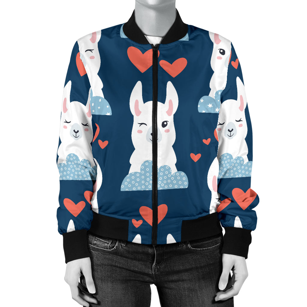 Alpaca Love Pattern Print Design 05 Women's Bomber Jacket