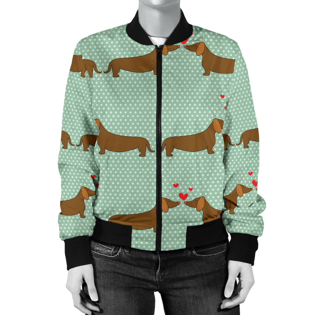 Dachshund Pattern Print Design 02 Women's Bomber Jacket
