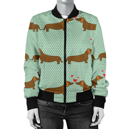 Dachshund Pattern Print Design 02 Women's Bomber Jacket