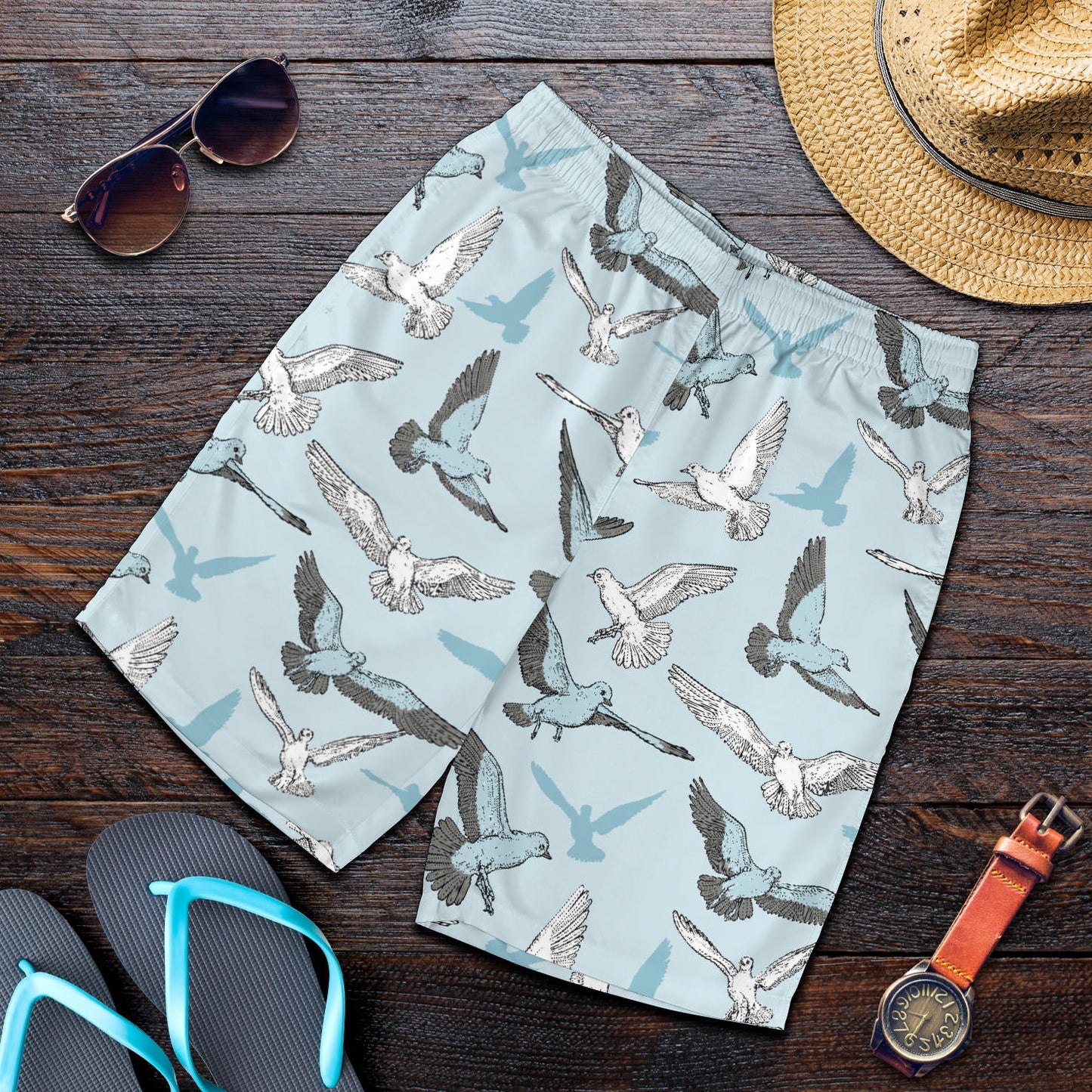 Pigeon Pattern Print Design 03 Mens Shorts