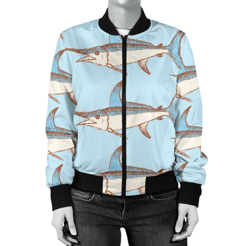 Swordfish Pattern Print Design 01 Women's Bomber Jacket