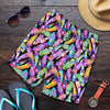 Neon Feather Pattern Print Design A02 Mens Shorts