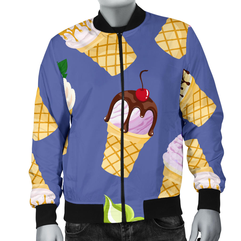 Ice Cream Pattern Print Design IC03 Men Bomber Jacket