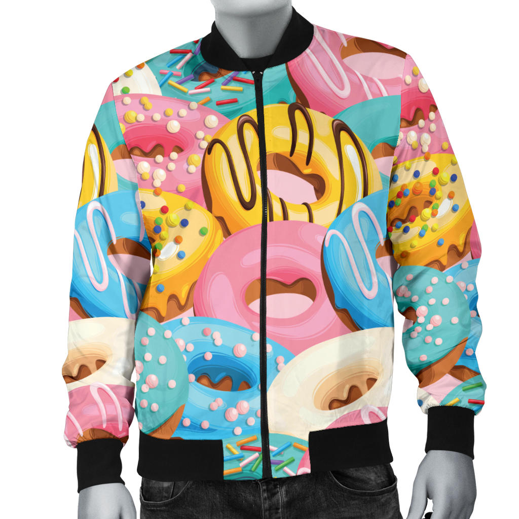 Donut Pattern Print Design DN01 Men Bomber Jacket