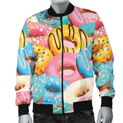 Donut Pattern Print Design DN01 Men Bomber Jacket