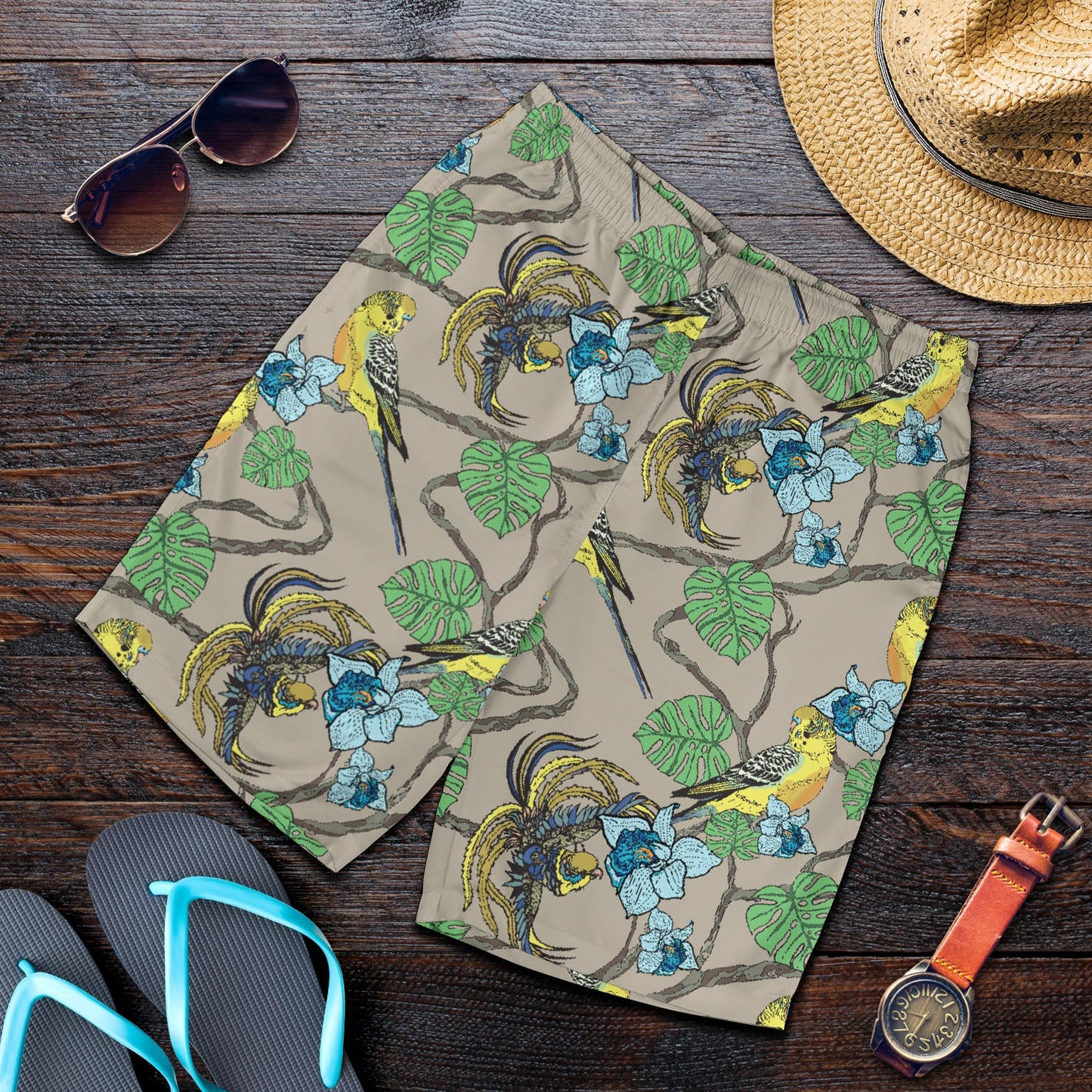 Parakeet Pattern Print Design A02 Mens Shorts