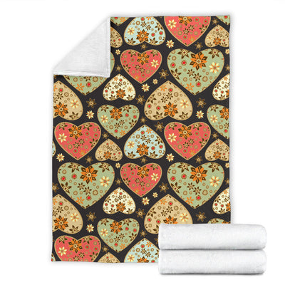 Heart Boho Pattern Print Design HE04 Fleece Blanket