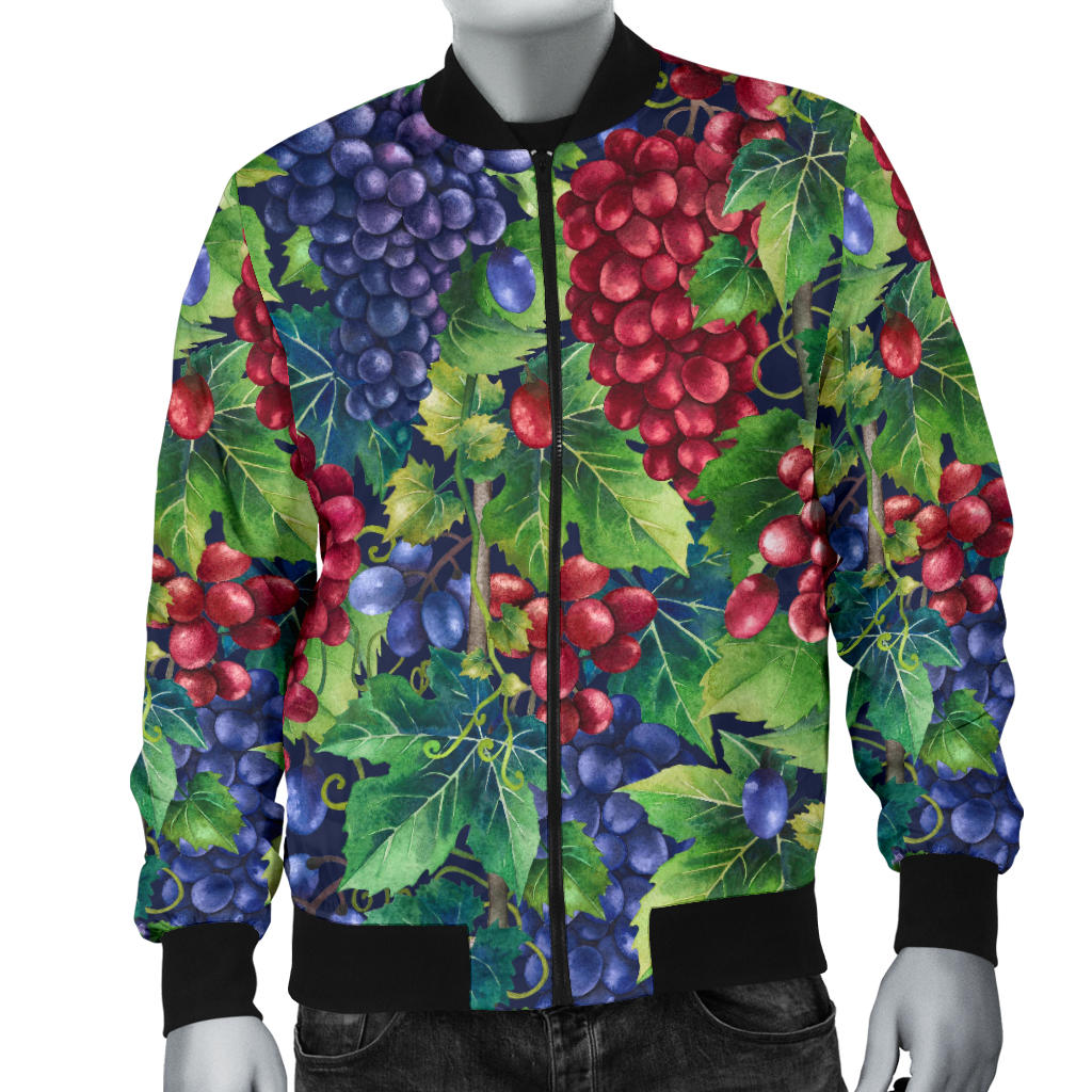 Grape Pattern Print Design GP02 Men Bomber Jacket
