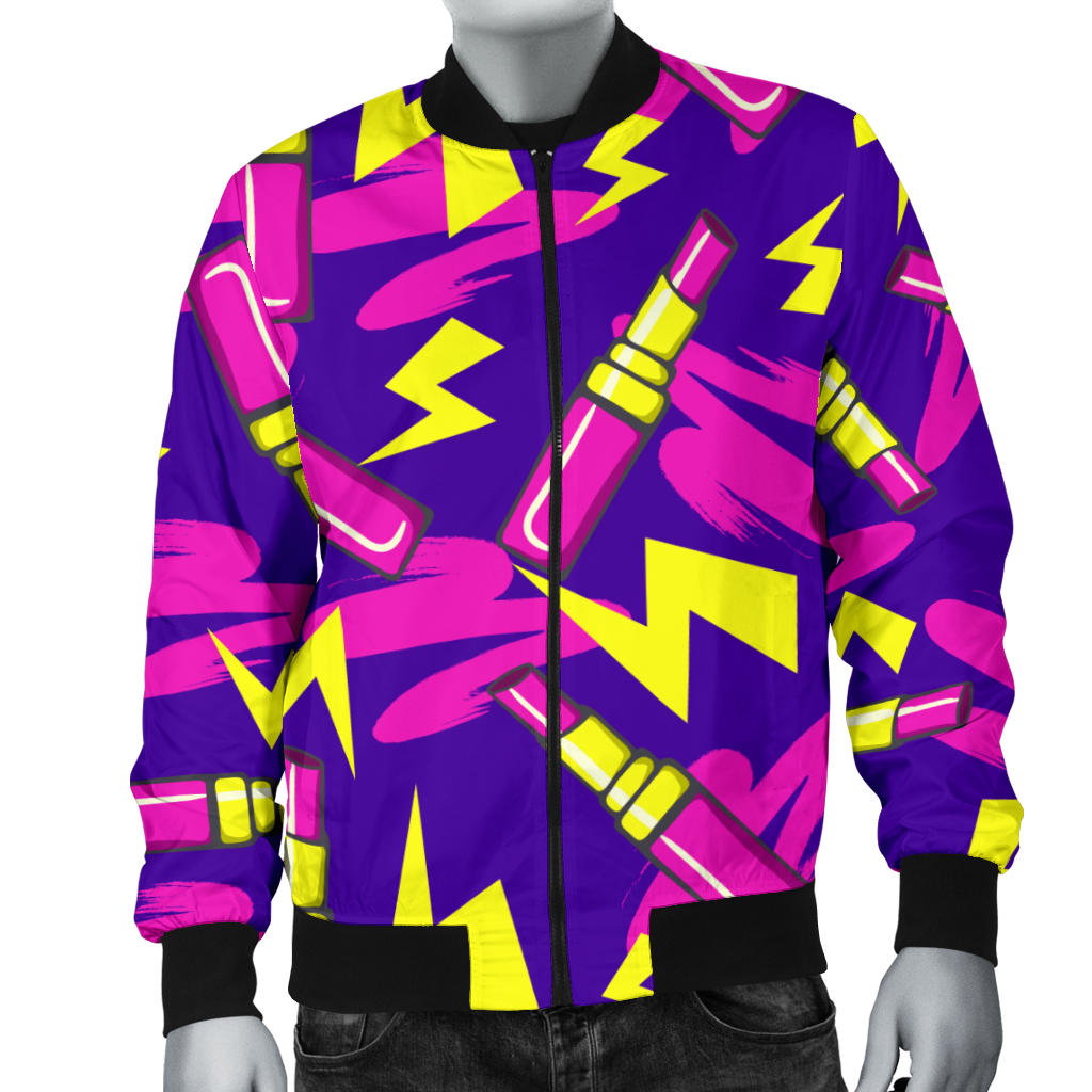 Lipstick Pattern Print Design LT04 Men Bomber Jacket