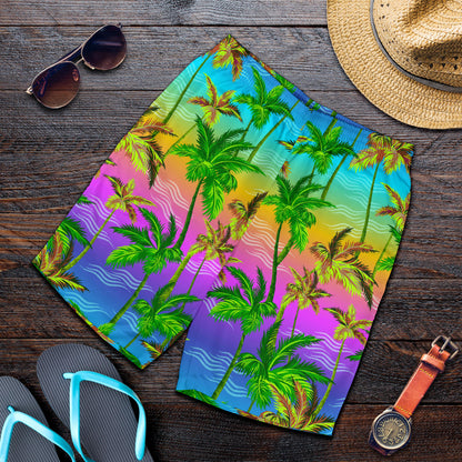Palm Tree Rainbow Pattern Mens Shorts