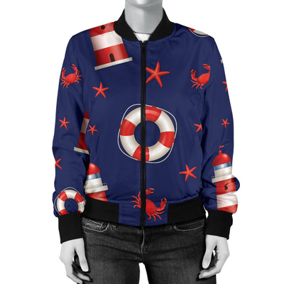 Nautical Pattern Print Design A03 Women's Bomber Jacket