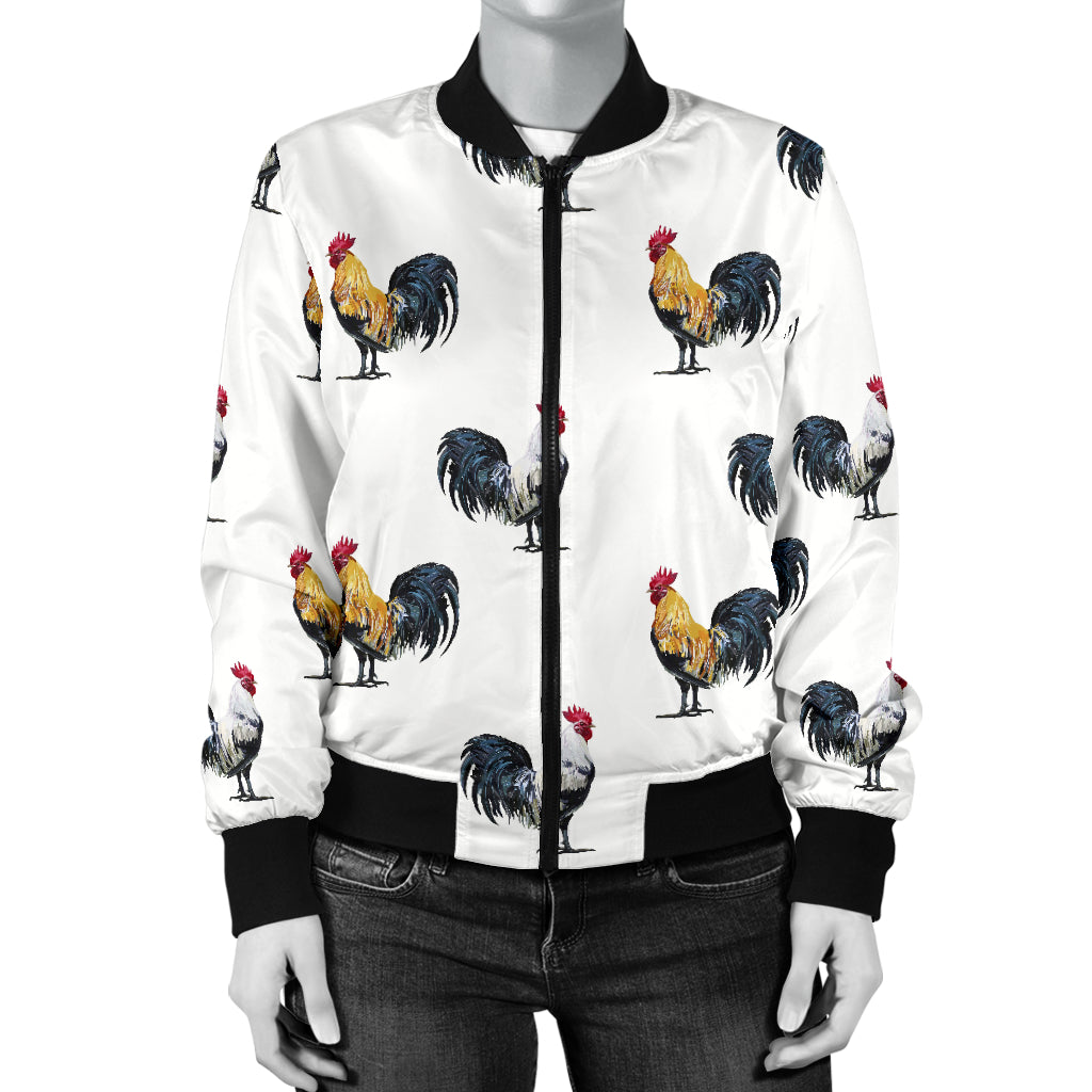 Chicken Pattern Print Design 02 Women's Bomber Jacket