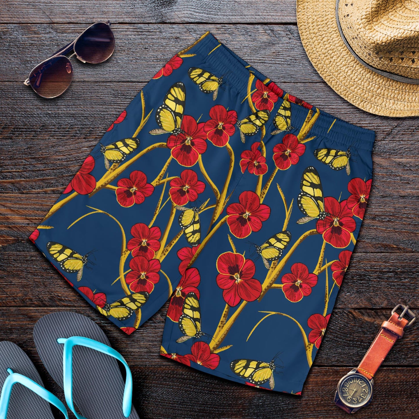 Pansy Pattern Print Design A01 Mens Shorts