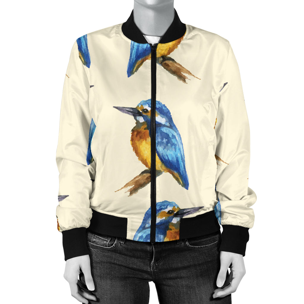 Kingfisher Pattern Print Design 01 Women's Bomber Jacket