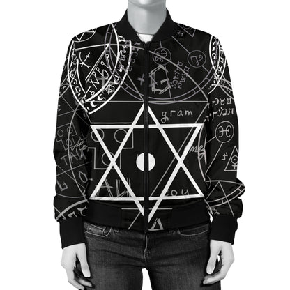 Pentagram Pattern Print Design A01 Women's Bomber Jacket