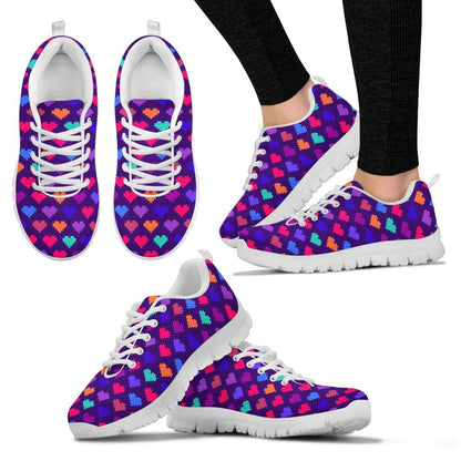 Heart Pixel Pattern Print Design HE03 Sneakers White Bottom Shoes