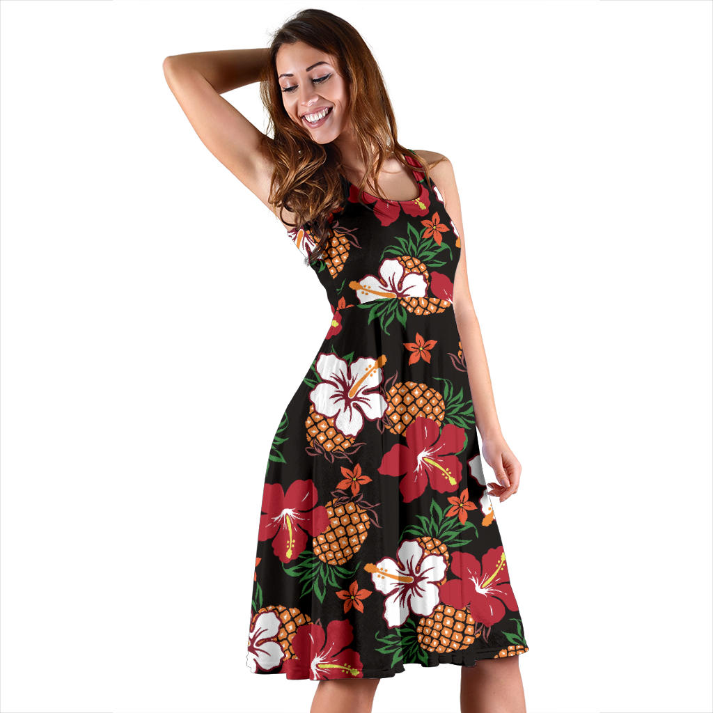 Hawaiian Themed Pattern Print Design H013 Midi Dress