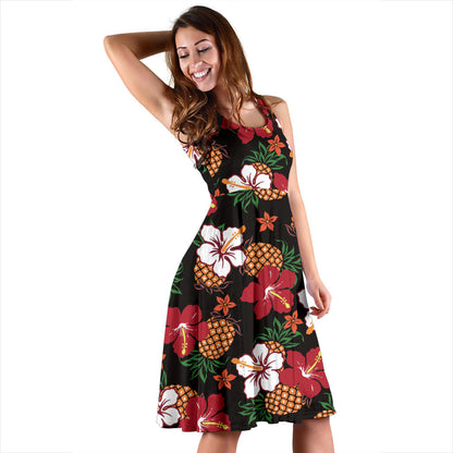 Hawaiian Themed Pattern Print Design H013 Midi Dress