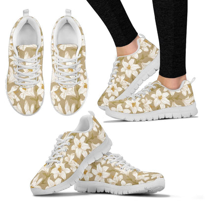 Lily Pattern Print Design LY07 Sneakers White Bottom Shoes