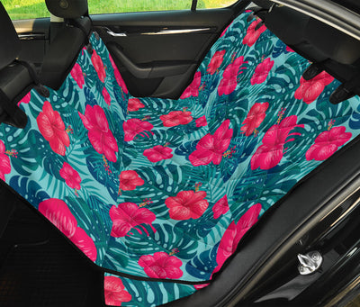 Red Hibiscus Pattern Print Design HB017 Rear Dog  Seat Cover