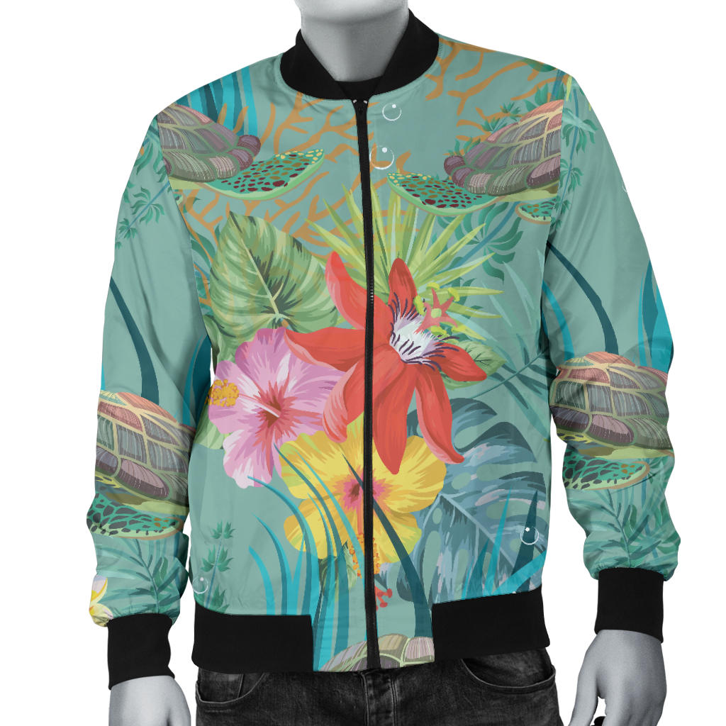 Sea Turtle Pattern Print Design T012 Men Bomber Jacket
