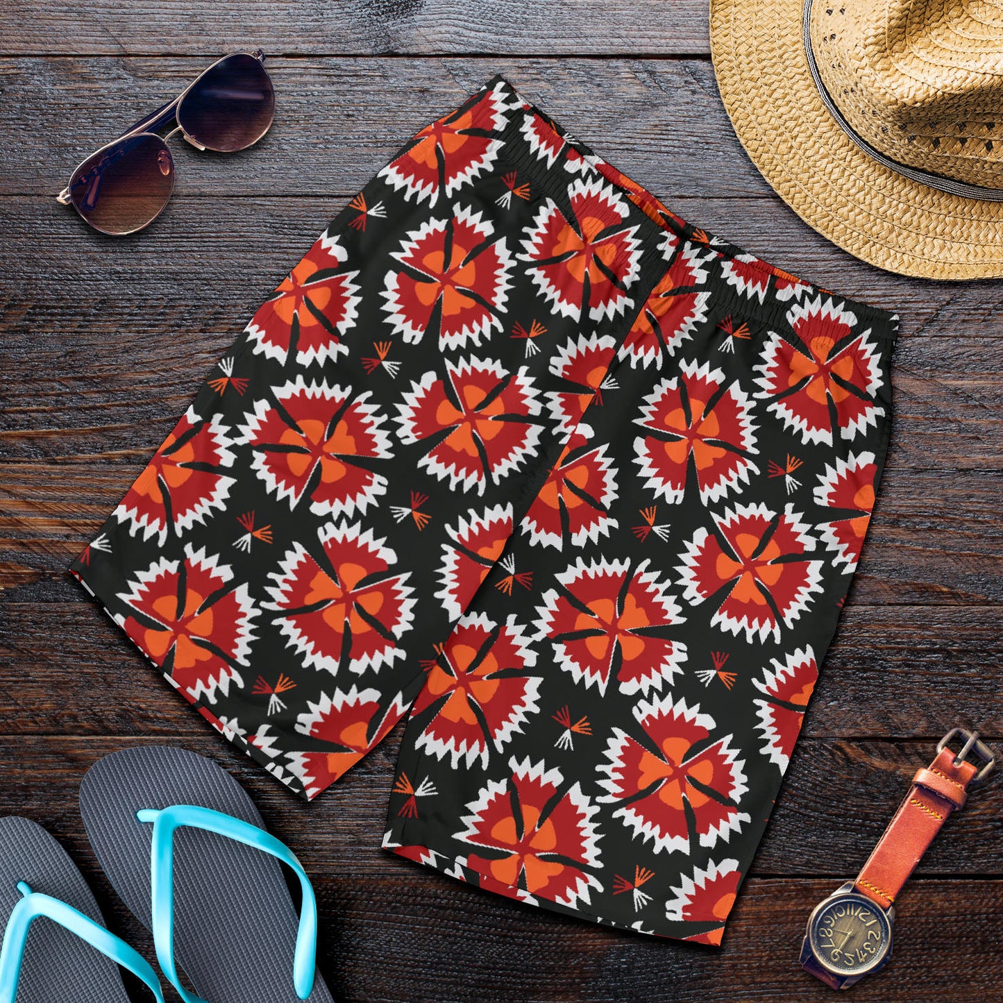 Carnations Pattern Print Design CN03 Mens Shorts