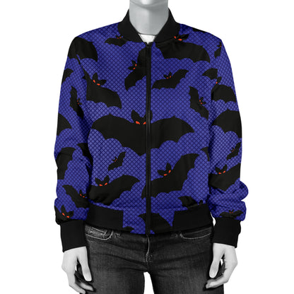 Bat Halloween Pattern Print Design 02 Women's Bomber Jacket