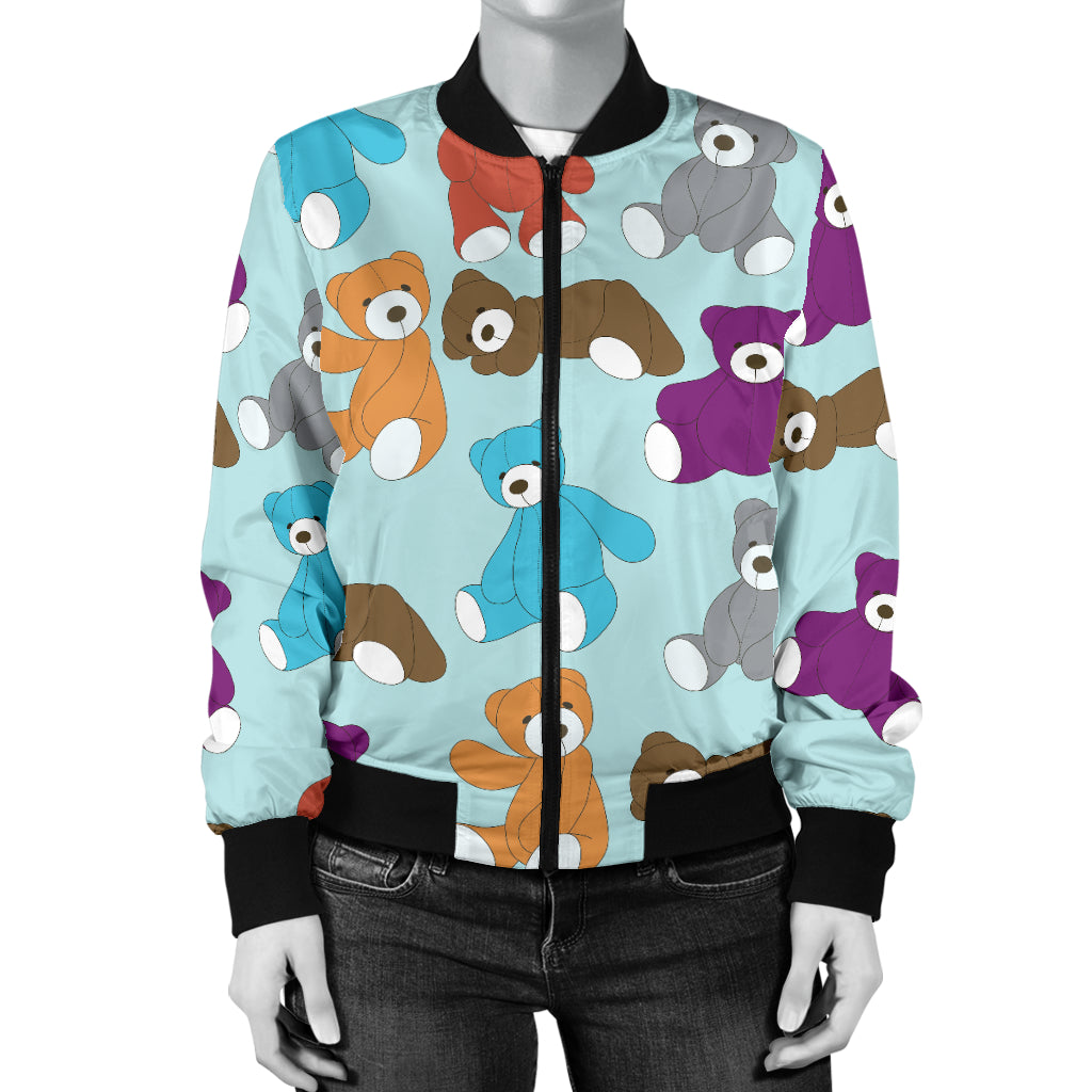 Bear Cute Pattern Print Design 03 Women's Bomber Jacket