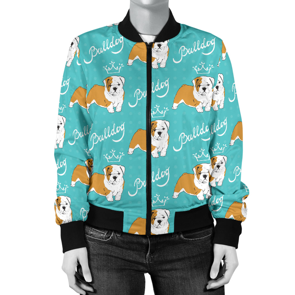 Bulldogs Pattern Print Design 05 Women's Bomber Jacket