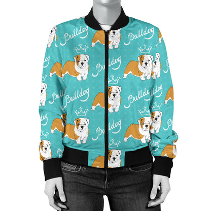 Bulldogs Pattern Print Design 05 Women's Bomber Jacket