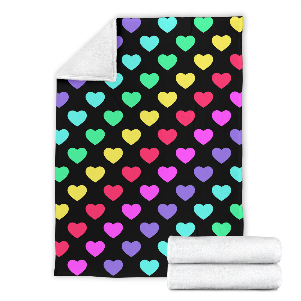 Heart Rainbow Pattern Print Design HE02 Fleece Blanket