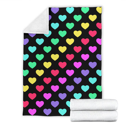 Heart Rainbow Pattern Print Design HE02 Fleece Blanket