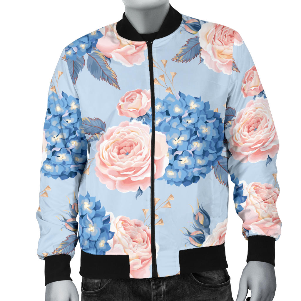 Hydrangea Pattern Print Design HD06 Men Bomber Jacket