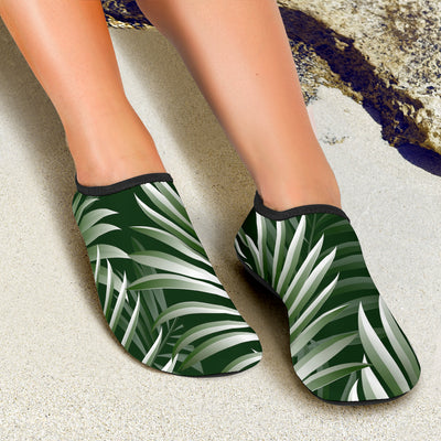 White Green Tropical Palm Leaves Aqua Water Shoes