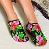 Pink Red Hibiscus Pattern Print Design HB023 Aqua Water Shoes