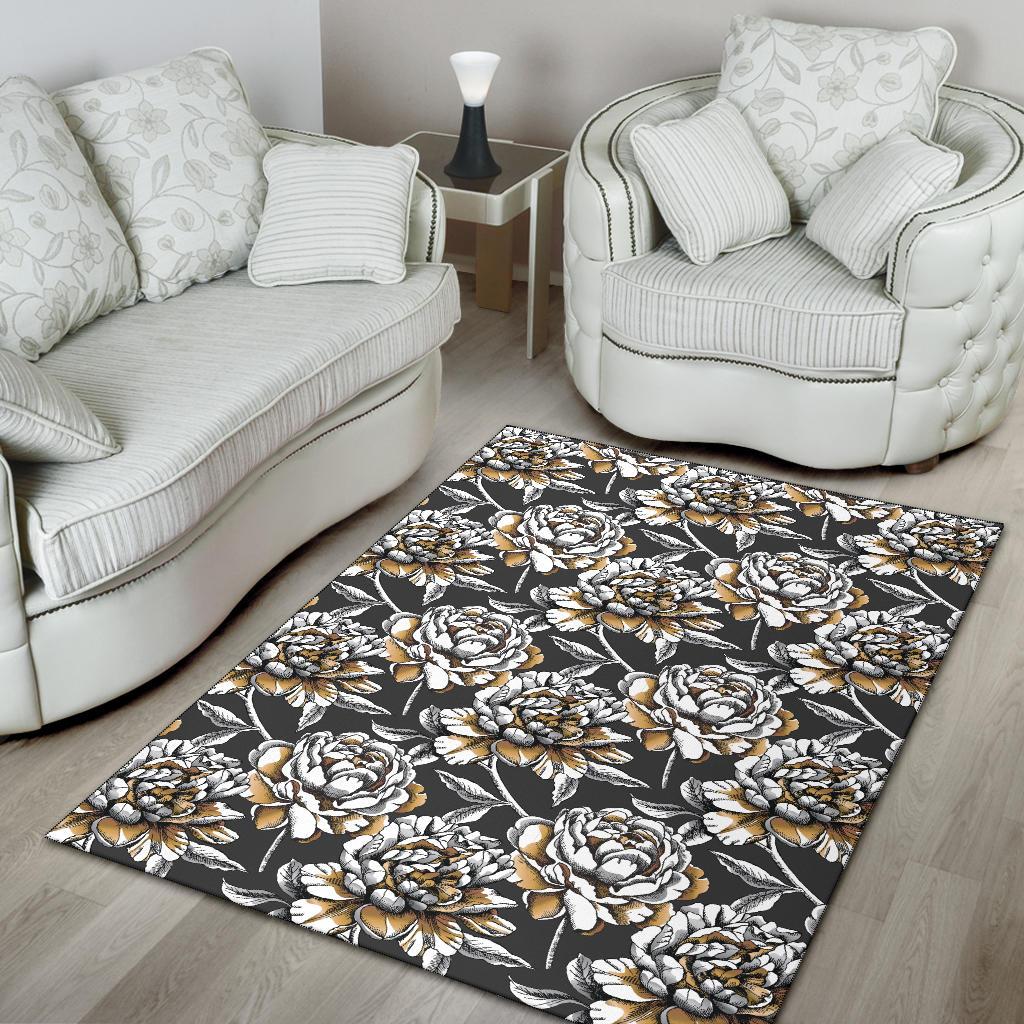Peony Pattern Print Design PE06 Area Rugs