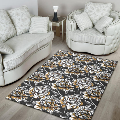 Peony Pattern Print Design PE06 Area Rugs