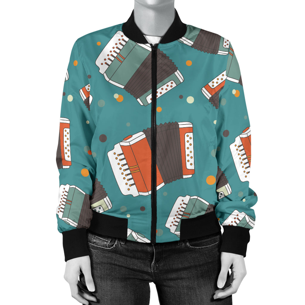 Accordion Pattern Print Design 02 Women's Bomber Jacket