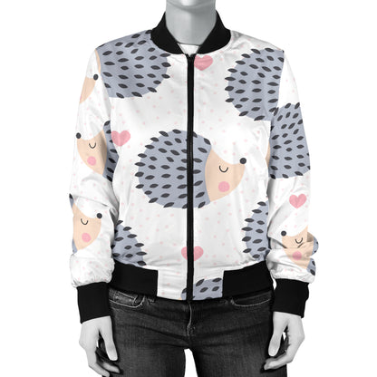 Hedgehog Baby Pattern Print Design 03 Women's Bomber Jacket