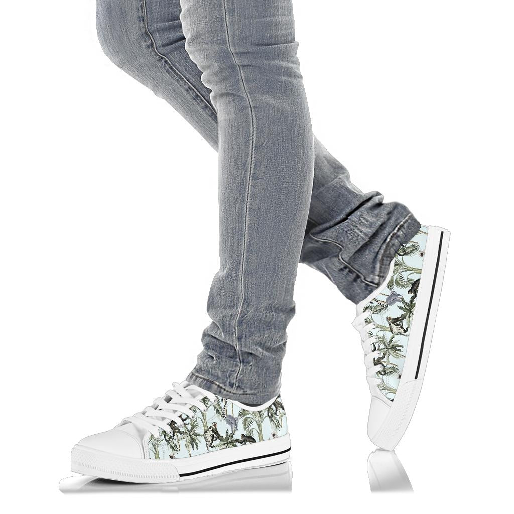 Rainforest Pattern Print Design RF04 White Bottom Low Top Shoes