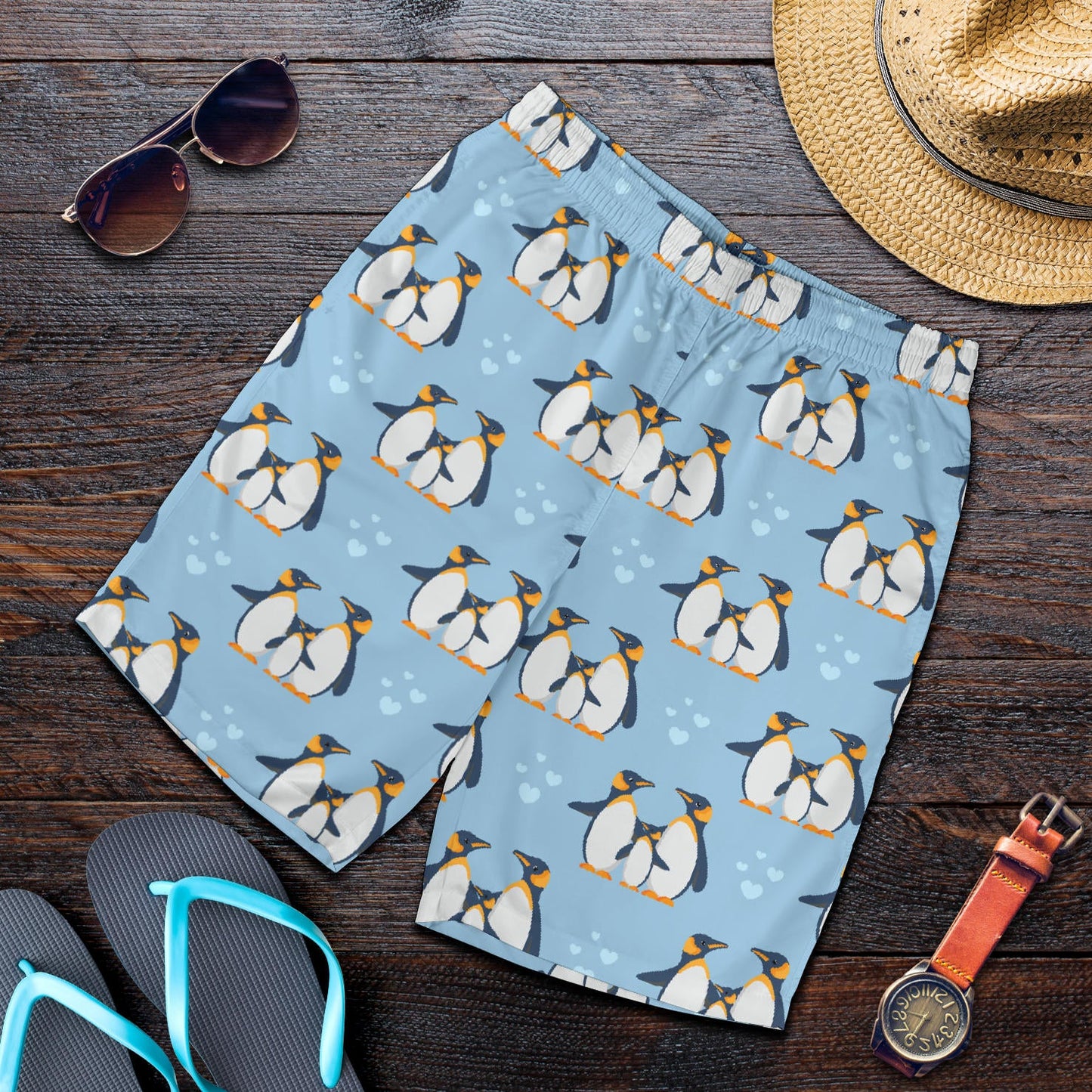 Penguin Pattern Print Design A04 Mens Shorts
