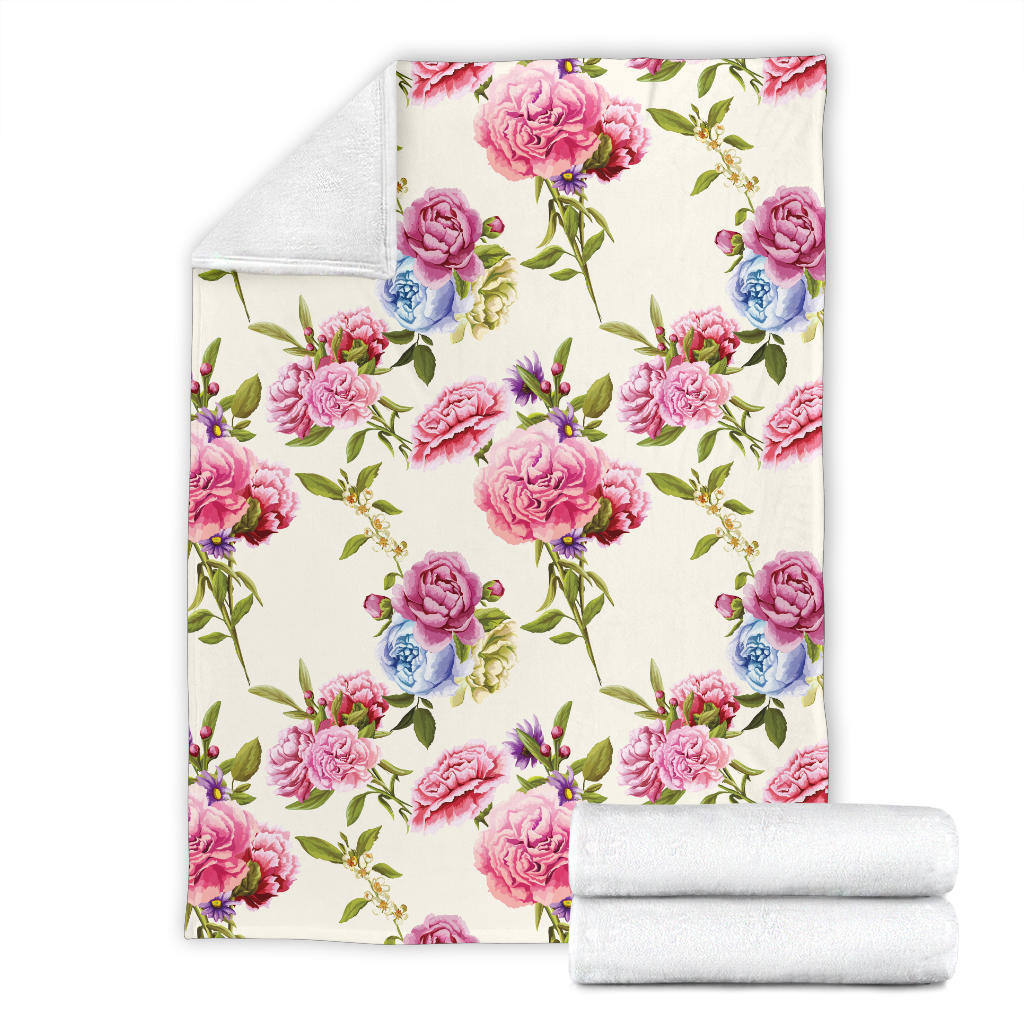 Carnations Pattern Print Design CN02 Fleece Blanket