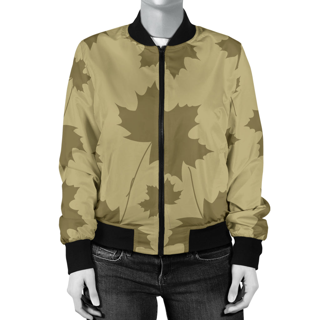 Maple Leaf Pattern Print Design 01 Women's Bomber Jacket