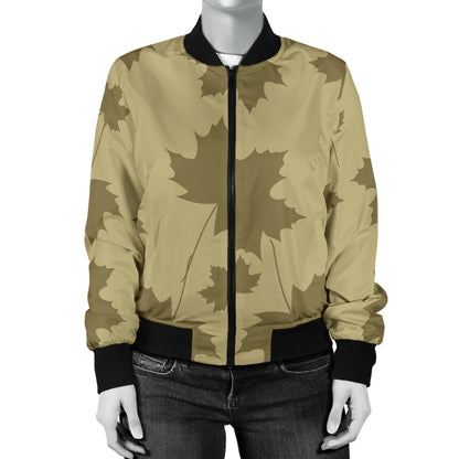 Maple Leaf Pattern Print Design 01 Women's Bomber Jacket