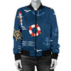 Nautical Pattern Print Design A06 Women's Bomber Jacket