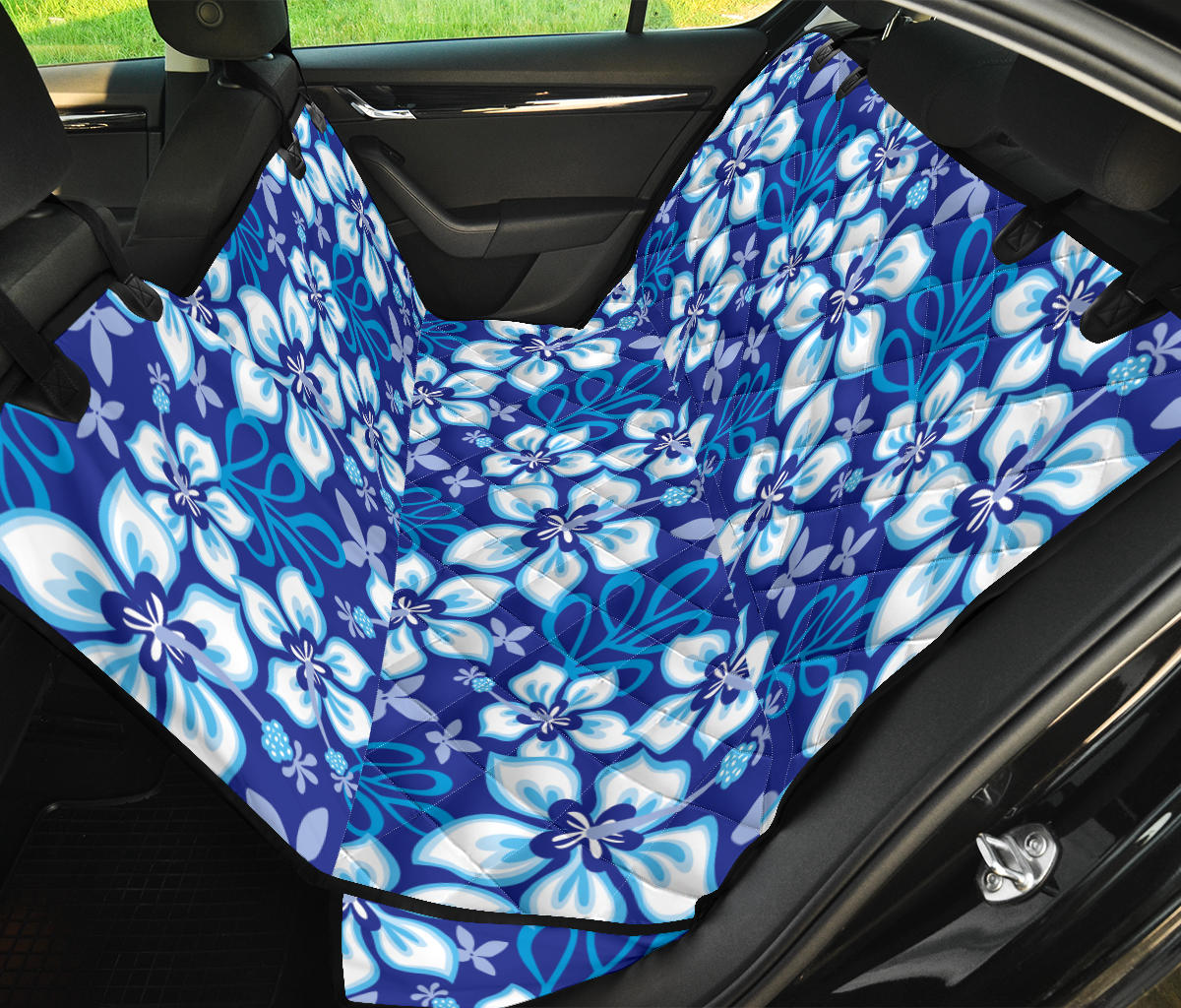 Hibiscus Pattern Print Design HB04 Rear Dog  Seat Cover